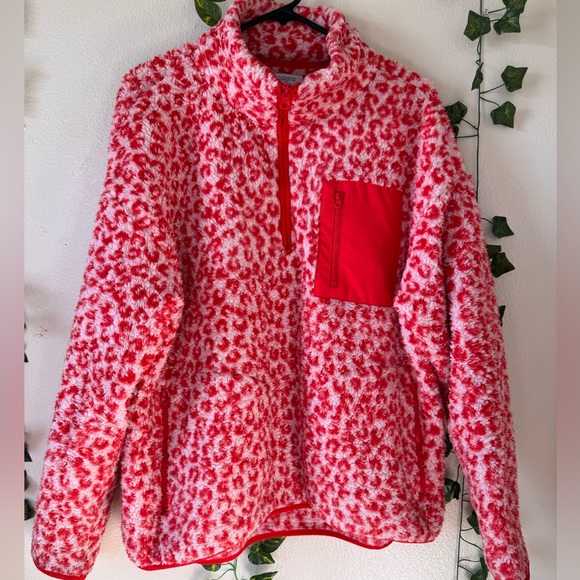 Red + Pink Leopard Pull Over - Picture 1 of 4